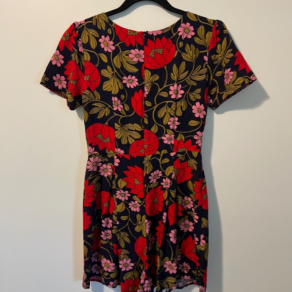 Princess Highway Floral Romper Navy Red Pink Short Sleeve Viscose PGFL229 Size 6 - Picture 7 of 10